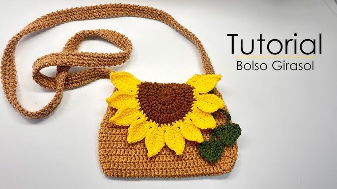 Handmade crochet sunflower bag tutorial with granny square floral design