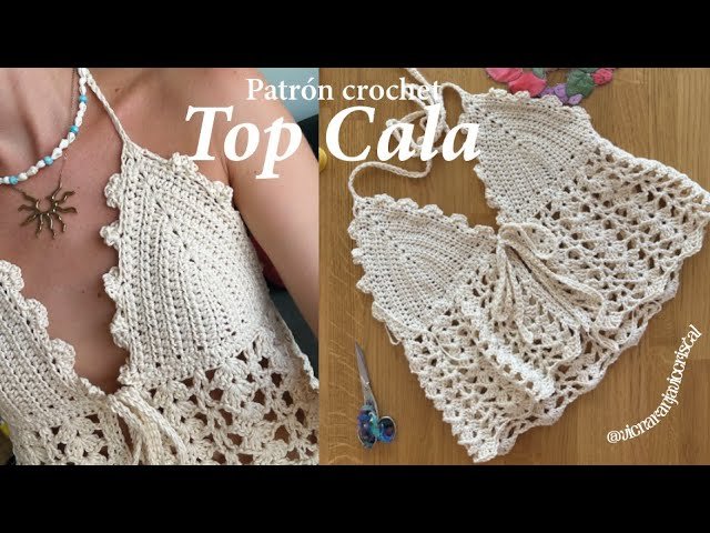 Cream crochet cala top with airy handmade crochet summer outfit aesthetic.